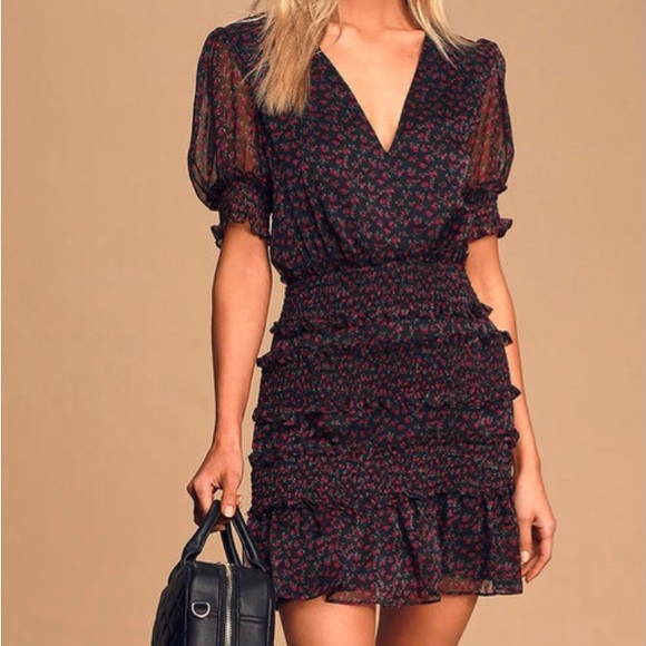 Revolve The East Order Behati Womens Liberty Floral Dress Size L Sheer Smocked - Picture 16 of 16